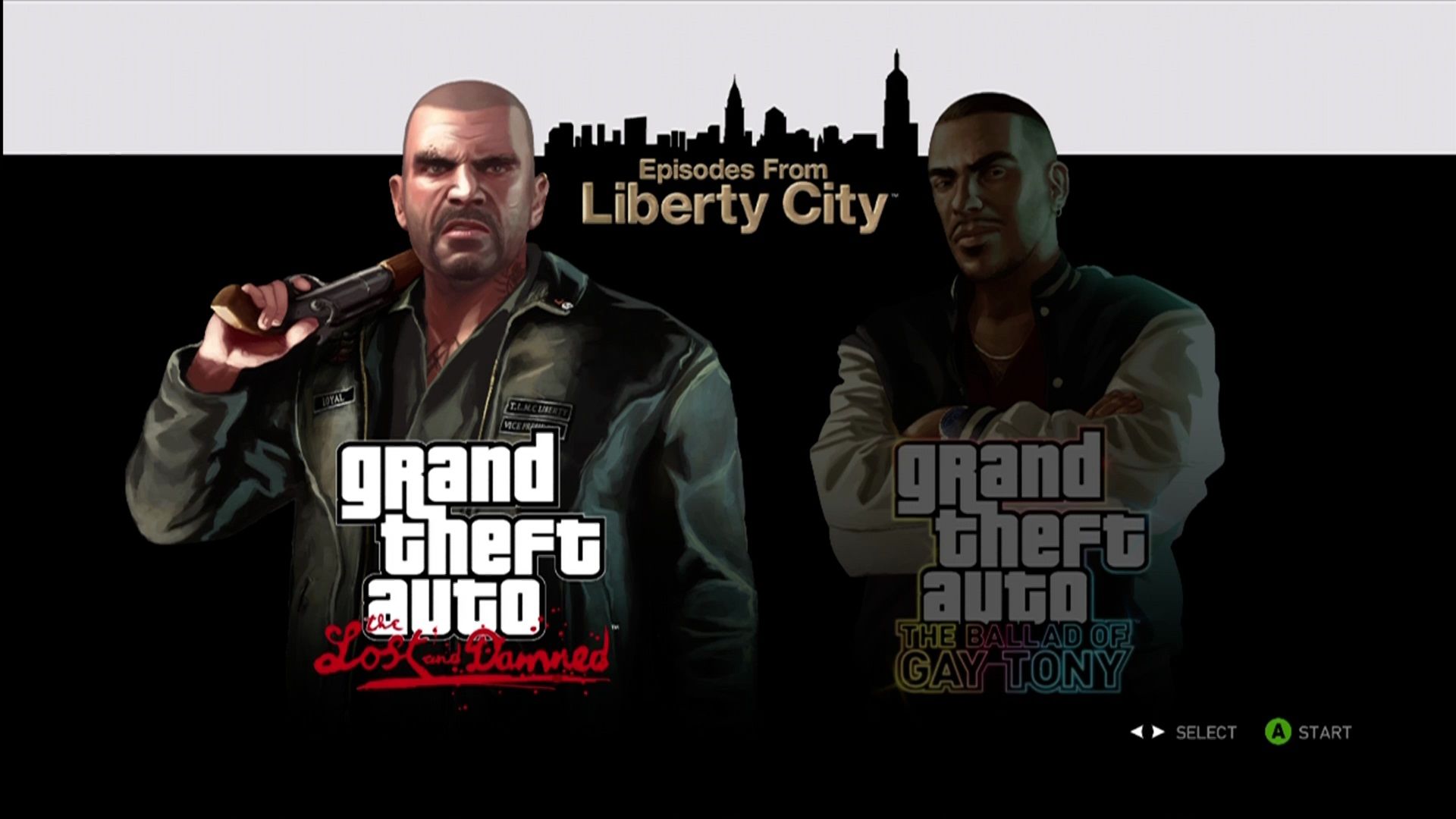 Grand Theft Auto: Episodes from Liberty City title screen for Xbox 360